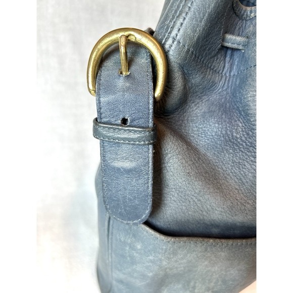 Vintage Coach Bag 1990s Thompson Drawstring Bucket Bag #4151 Baby Blue Worn - Picture 3 of 16